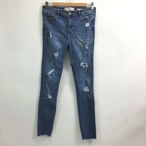 ◆お洒落な逸品◆Hollister/ホリスター ジーンズ スキニー　デニム パンツ ダメージ ストレッチ コットン ブルー 9 レディース K121 ｃ3554