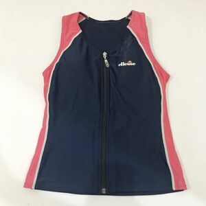 ◆クリーニング済み◆ellesse/エレッセ 水着 フルジップ ラッシュガード エクササイズ タンクトップ ネイビー 紺 レディース M ON2395