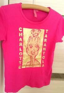 CHARLOTTE TARANTOLA シャーロットタラントラ Tシャツ フューシャピンクゴールド女性イラストプリント可愛い ショップチャンネル