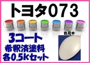 ◇ トヨタ073　塗料　3コート　ホワイトパールクリスタルシャイン　希釈済　カラーナンバー　カラーコード　073