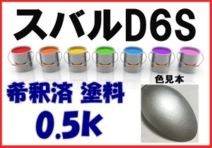 * Subaru D6S paints sterling silver M R2 dilution settled color number color code D6S