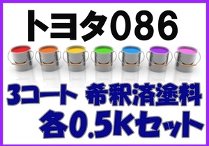 ◇ トヨタ086　塗料　3コート　希釈済　ホワイトパールクリスタルシャインGF　アルファード　カラーナンバー　コード　086
