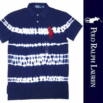 新品 POLO RALPH LAUREN S/S POLO-SHIRT ポロ ラルフローレン タイダイ 半袖 ポロシャツ ネイビー ホワイト ビッグポニー RL S 正規品_画像1