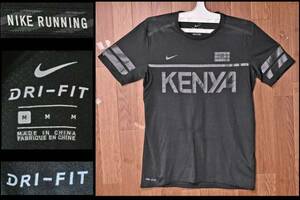 【ナイキ NIKE】 DRI-FIT ケニア KENYA Tシャツ Mサイズ 黒 ポリエステル85% コットン15% NIKE RUNNING