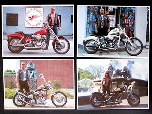  prompt decision * 90 period HELLS ANGELS. hell z Angel s postcard 4 pieces set . Vintage SS support Harley Davidson Biker 