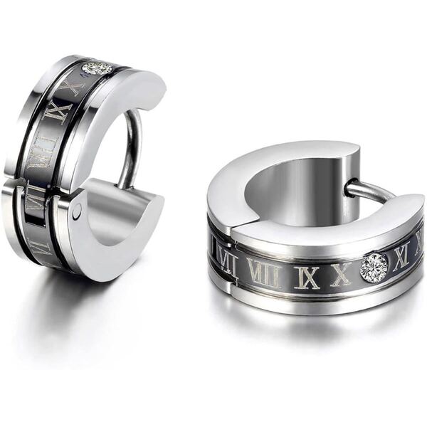ピアス-メンズ-レディース ローマ数字-フープピアス