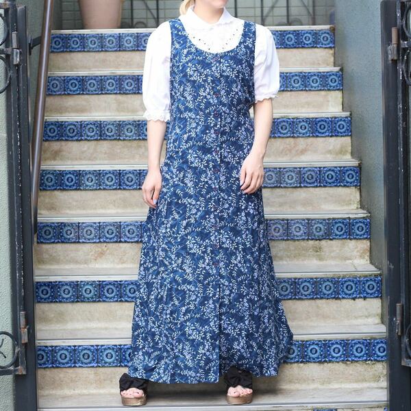 USA VINTAGE Croft&Barrow FLOWER PATTERNED NO SLEEVE ONE PIECE/アメリカ古着花柄ノースリーブワンピース