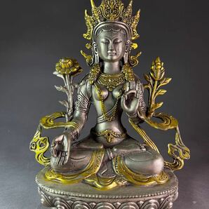 金銅金菩薩 白度母菩薩像 仏像チベット密教 仏教美術