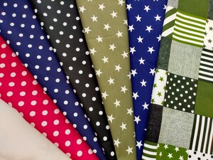 ☆まとめ売り☆ ドット&スター柄6点 生地 はぎれ 布