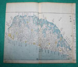 地図 （絵図）大阪府 和泉國 古地図 木版 彩色 江戸時代 歴史資料 インテリア 社会 教材 夏休み 自由研究 (レターパックライト発送）