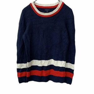 TOMMY HILFIGER セーター Mサイズ トミーヒルフィガー ネイビー ホワイト レッド 古着卸 アメリカ仕入 t2204-3150