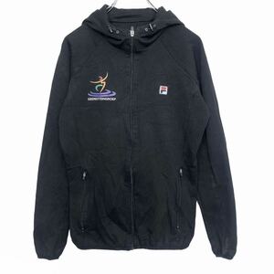 FILA ジャージ レディース サイズ表記 36 ブラック フィラ スポーツ ジップアップ 古着卸 アメリカ仕入 t2107-3606