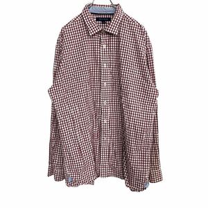 TOMMY HILFIGER 長袖 チェックシャツ XL トミーヒルフィガー レッド 古着卸 アメリカ仕入 t2109-4794