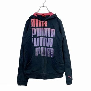 PUMA フルジップ プリントパーカー キッズXLサイズ プーマ スポーツ 黒 ブラック 古着卸アメリカ仕入 t2107-3447の画像1