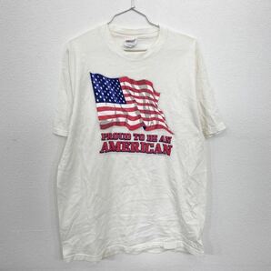 Hanes プリントTシャツ Lサイズ ヘインズ アメリカ 国旗 フラッグ ホワイト 古着卸 アメリカ仕入 t2206-4054の画像1