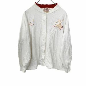 topstitch 刺繍スウェット ジャケット レディース Lサイズ USA製 ホワイト 古着卸 アメリカ仕入 t2201-4505