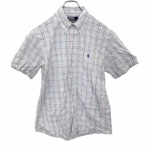 Ralph Lauren 半袖チェックシャツ Lサイズ程度 ラルフローレン ホワイト 古着卸 アメリカ仕入 t2201-4023
