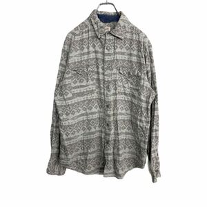 MOSSIMO 長袖シャツ Lサイズ 総柄 ライトブラウン 古着卸 アメリカ仕入 t2111-3619