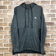 古着卸 アメリカ仕入 adidas ハーフジップ パーカー サイズ表記 L グレー t205-3006_画像1