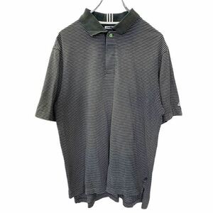 adidas 半袖ポロシャツ Mサイズ アディダス ボーダー柄 ブラック ホワイト 古着卸 アメリカ仕入 t2207-4167