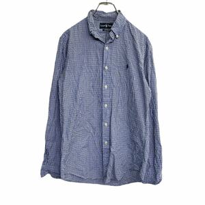 RALPH LAUREN 長袖 チェックシャツ Sサイズ ラルフローレン カスタムフィット ブルー 古着卸 アメリカ仕入 t2204-3099