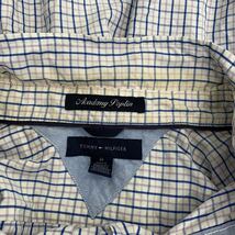 TOMMY HILFIGER 長袖 チェックシャツ Mサイズ トミーヒルフィガー ホワイト ブルー 古着卸 アメリカ仕入 t2203-3526_画像8