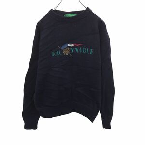 Facnnable ウールセーター Sサイズ ネイビー ロゴ 古着卸 アメリカ仕入 t2202-4510