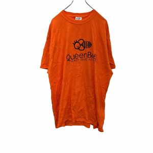 PORTand COMPANY 半袖Tシャツ L オレンジ プリントTシャツ 蛍光色 派手 古着卸 アメリカ仕入 t2202-4457