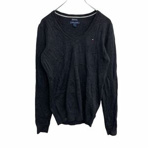 TOMMY HILFIGER Vネック ニットセーター Sサイズ トミーヒルフィガー レディース ダークネイビー 古着卸 アメリカ仕入 t2202-3853