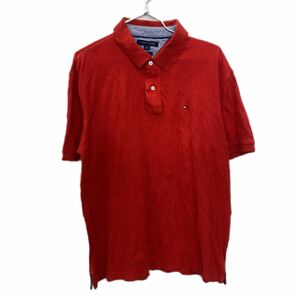 TOMMY HILFIGER ポロシャツ XLサイズ トミーヒルフィガー ロゴ刺繍 レッド 古着卸 アメリカ仕入 t2206-4010