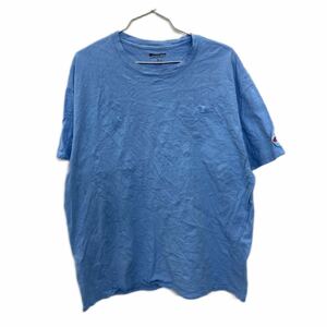 Champion ロゴTシャツ XL チャンピオン ロゴ刺繍 ワンポイント ブルー 古着卸 アメリカ仕入 t2206-4074