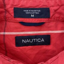 NAUTICA 半袖シャツ Mサイズ ノーティカ ボタンダウン チェック ロゴ刺繍 ピンク レッド 古着卸 アメリカ仕入 t2206-3775_画像8