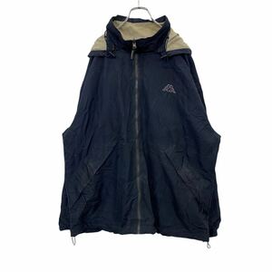 Kappa ナイロンジャケット L～XL ブラック ベージュ カッパ リバーシブル ロゴ フーディ フリース 古着卸 アメリカ仕入 t2201-3211