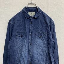 ZARA MAN デニムシャツ Mサイズ ザラ ネイビー スナップボタン スリムフィット 古着卸 アメリカ仕入 t2201-3259_画像2