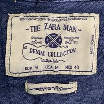 ZARA MAN デニムシャツ Mサイズ ザラ ネイビー スナップボタン スリムフィット 古着卸 アメリカ仕入 t2201-3259_画像8