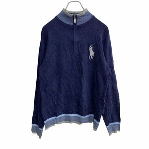 Polo Ralph Lauren ハーフジップ ニットセーター Sサイズくらい ラルフローレン ネイビー 古着卸 アメリカ仕入 t2201-4382