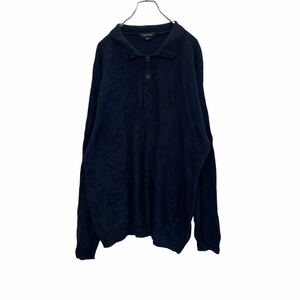 NAUTICA ニットセーター L ネイビー ノーティカ ポロシャツ コットン素材 無地 シンプル トップス 古着卸 アメリカ仕入 t2201-4696