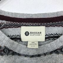 HAGGAR CLOTHING ニット M グレー ニットセーター 丸首セーター 長袖 ボーダー柄 古着卸 アメリカ仕入 t2111-3164_画像4
