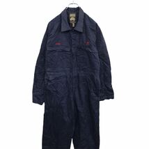 TOP LEVEL 長袖つなぎ W38 サイズ表記92R ワークウェア 作業服 フロントスナップボタン ネイビー 古着卸 アメリカ仕入 t2206-3542_画像1