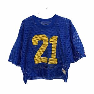 Champion ゲームシャツ Mサイズ チャンピオン 90s vintage USA製 メッシュ ブルー イエロー 古着卸 アメリカ仕入 t2206-3571