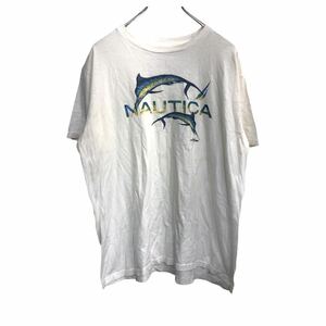 NAUTICA 半袖 プリントTシャツ Lサイズ ノーティカ ホワイト 古着卸 アメリカ仕入 t2206-3753