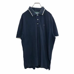 TOMMY HILFIGER 半袖 ポロシャツ Lサイズ トミーヒルフィガー ネイビー 古着卸 アメリカ仕入 t2207-3277