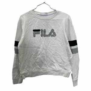 FILA ロゴスウェット レディース Mサイズ フィラ クルーネックスウェット ホワイト 古着卸 アメリカ仕入 t2207-3338