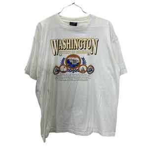 GALAXY プリントTシャツ XLサイズ ギャラクシー WASHINGTON ワシントン ホワイト 古着卸 アメリカ仕入 t2207-3844