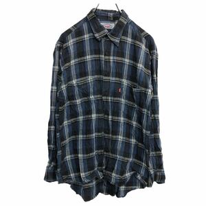 Levi's 長袖チェックシャツ Mサイズくらい リーバイス ネイビー 古着卸 アメリカ仕入 t2207-3810