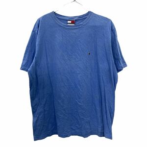 TOMMY HILFIGER Tシャツ Mサイズ トミーヒルフィガー ロゴ刺繍 ワンポイト ブルー 古着卸 アメリカ仕入 t2207-3851
