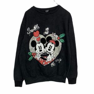 Disney sweat sweatshirt lady's S black Mickey minnie spo n call Christmas Cara old clothes . America buying up t2111-4964