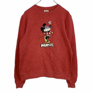 Disney sweat sweatshirt lady's XS scarlet Disney minnie Cara retro old clothes . America buying up t2111-4788