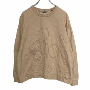 Disney スウェット トレーナー レディース XL ベージュ ディズニー ミッキー キャラクター 古着卸 アメリカ仕入 t2112-3166