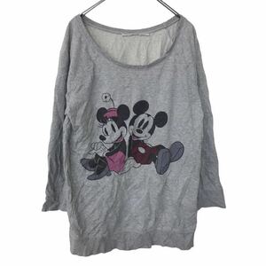 Disney Mickey Mouse スウェット ディズニー ミッキーマウス 薄手 キャラクター グレー 古着卸 アメリカ仕入 t2107-3925